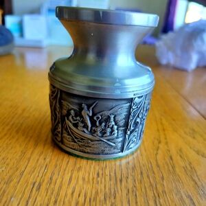 Pewter Candle Holder Norway H Monogram boat/figural 4.25" Tall
